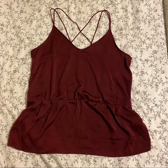 BANANA REPUBLIC Burgundy Satin Tank (size L) - Picture 1 of 3